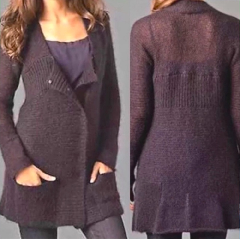Eileen Fisher mohair wool blend knit snap button cardigan size medium